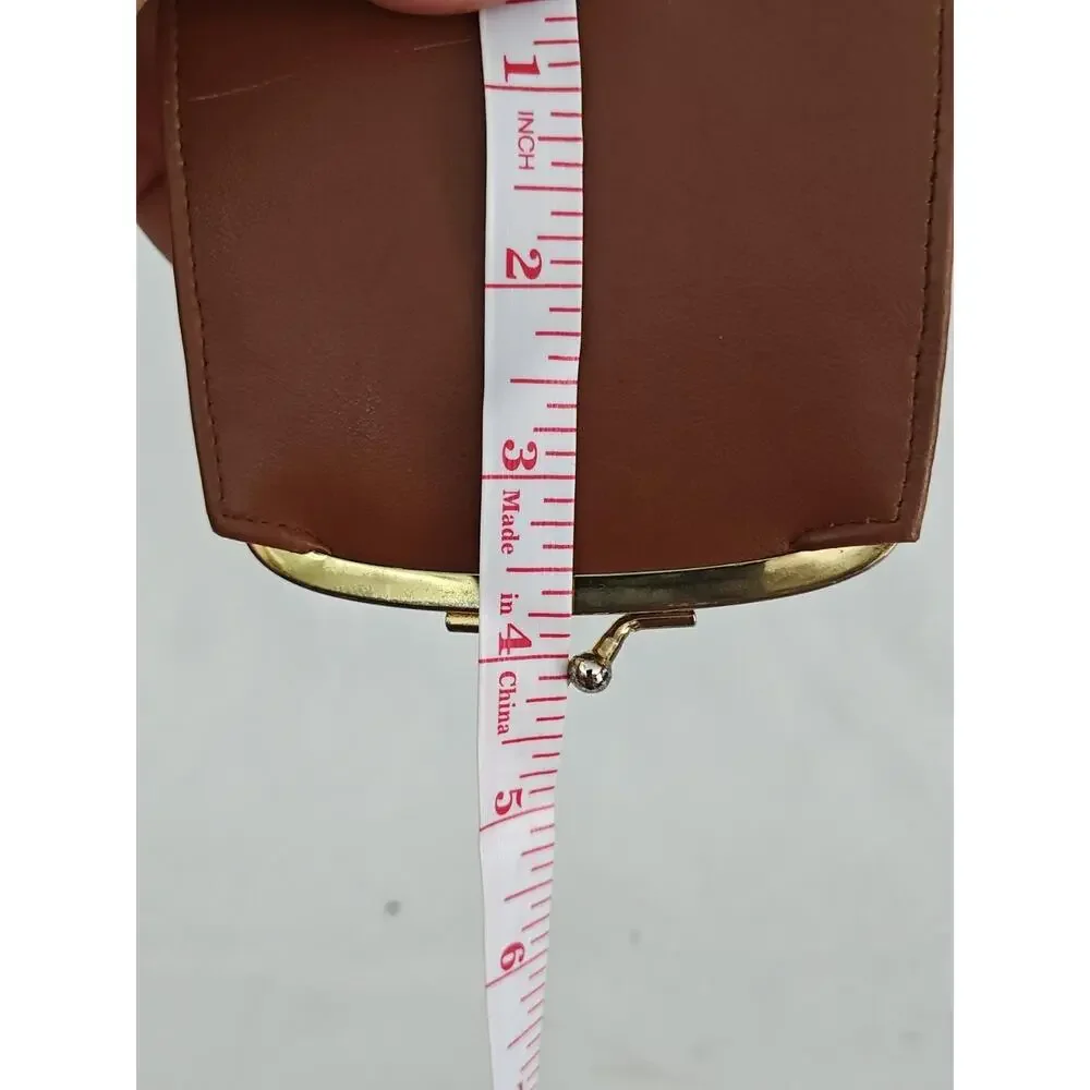 Vintage Buxton Coin Wallet Women's Brown Leather Gold Kisslock‎ 4